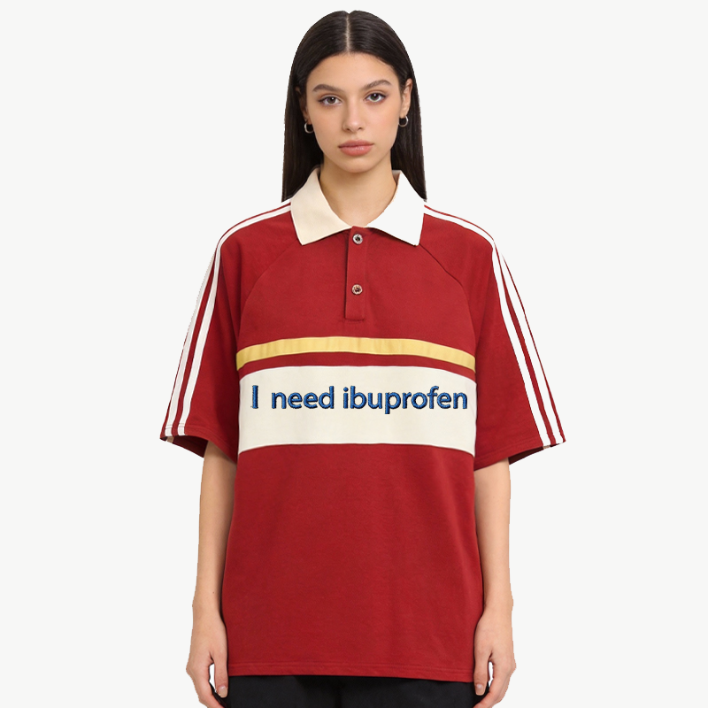 Tokyocanvas I Need Ibuprofen Polo Embroidered T-Shirt