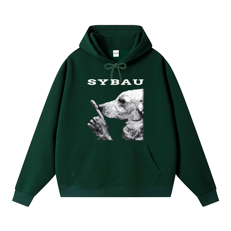 Tokyocanvas Dog Shush Meme Fleece Lined Hoodie