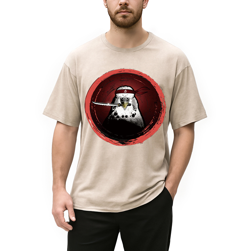 Tokyocanvas Funny Parrot Samura Washed T-Shirt