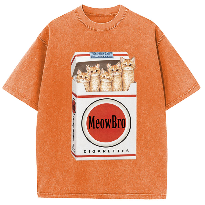 Tokyocanvas MeowBro Funny Washed T-Shirt