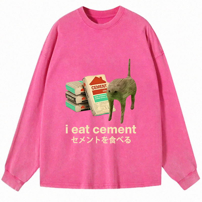 Tokyocanvas I Eat Cement Long Sleeve Washed T-Shirt