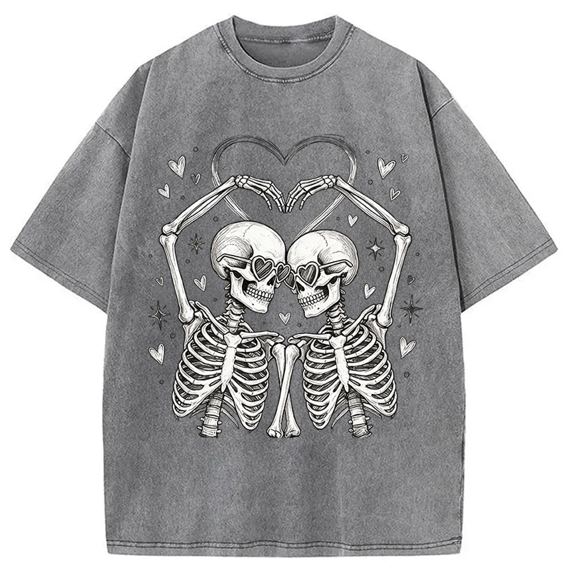 Tokyocanvas Skeleton Valentine Washed T-Shirt