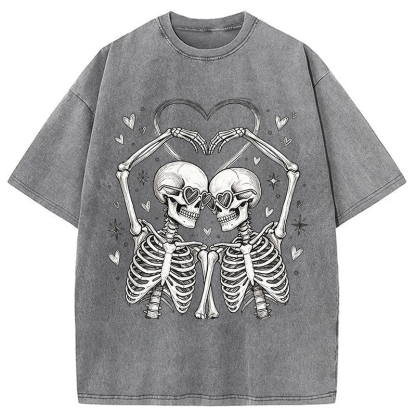 Tokyocanvas Skeleton Valentine Washed T-Shirt
