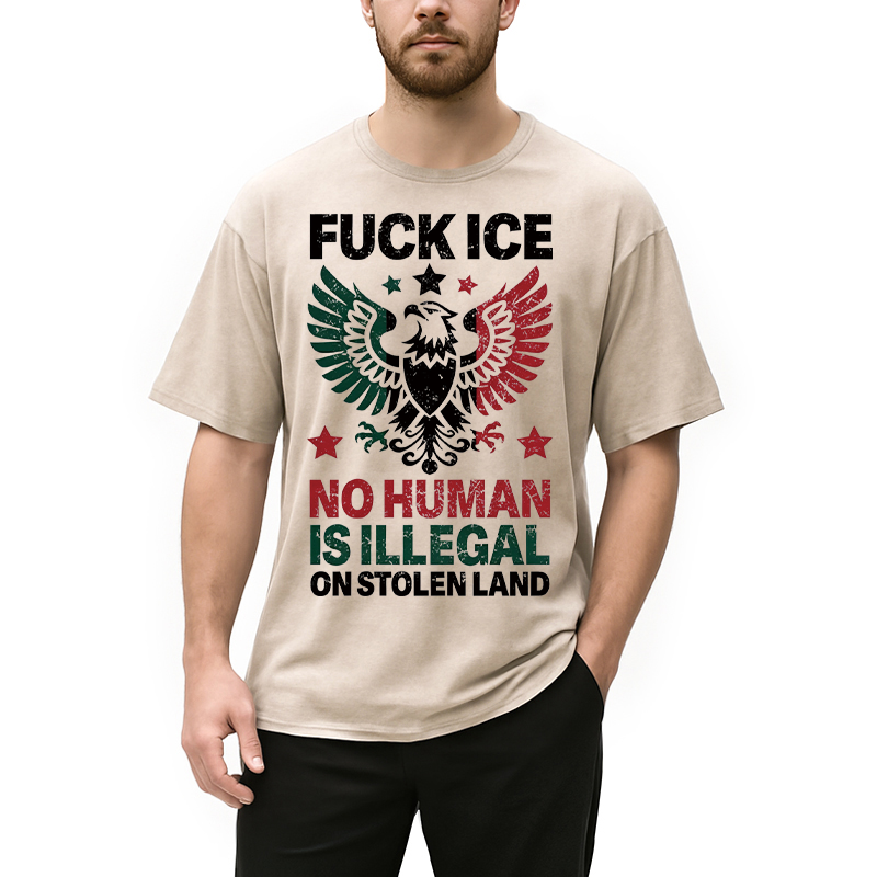 Tokyocanvas No Human is Illegal Washed T-Shirt