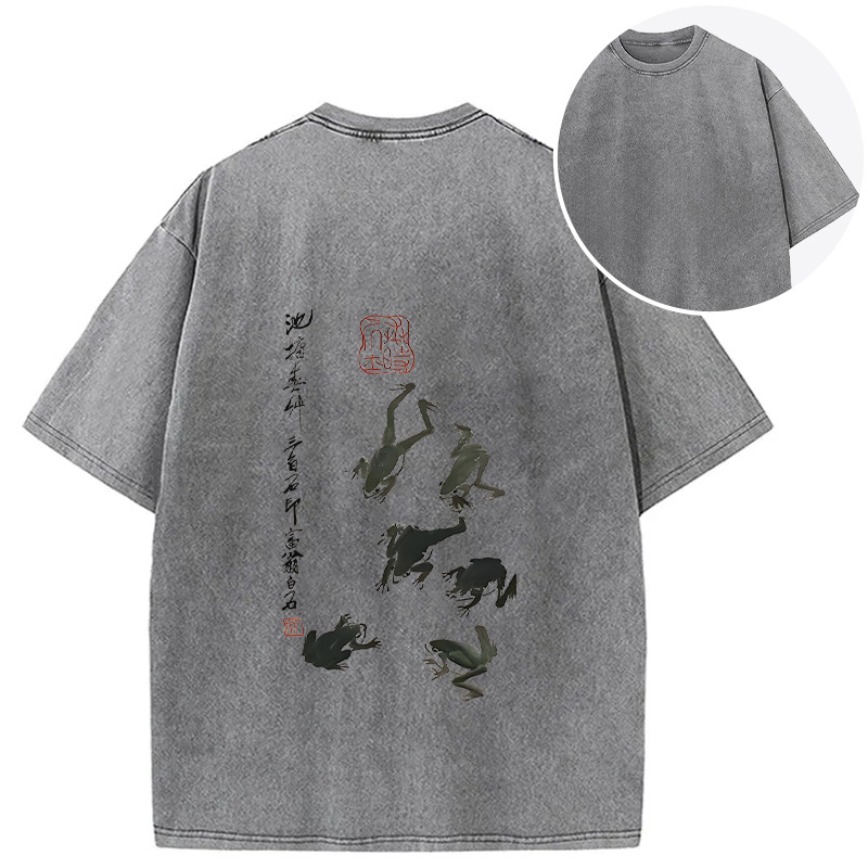 Tokyocanvas Retro Japan Frog Back Washed T-Shirt