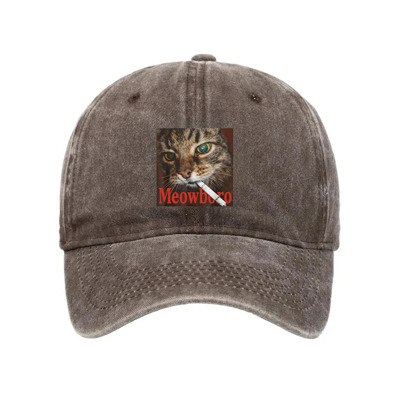 Tokyocanvas Funny Smoking Cat Meme Washed Cap