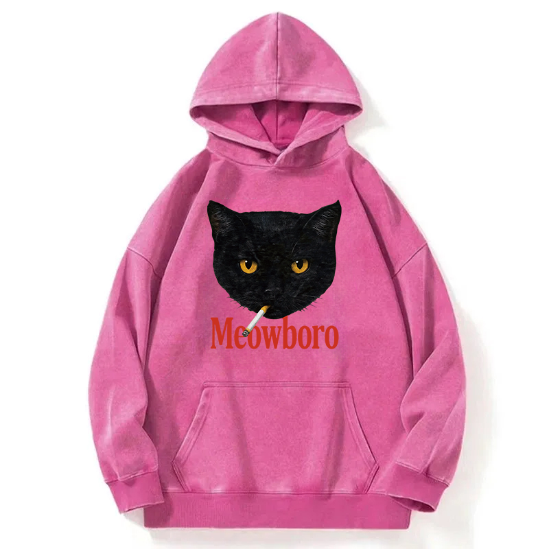 Tokyocanvas Smoking Black Cat Vintage Washed Hoodie