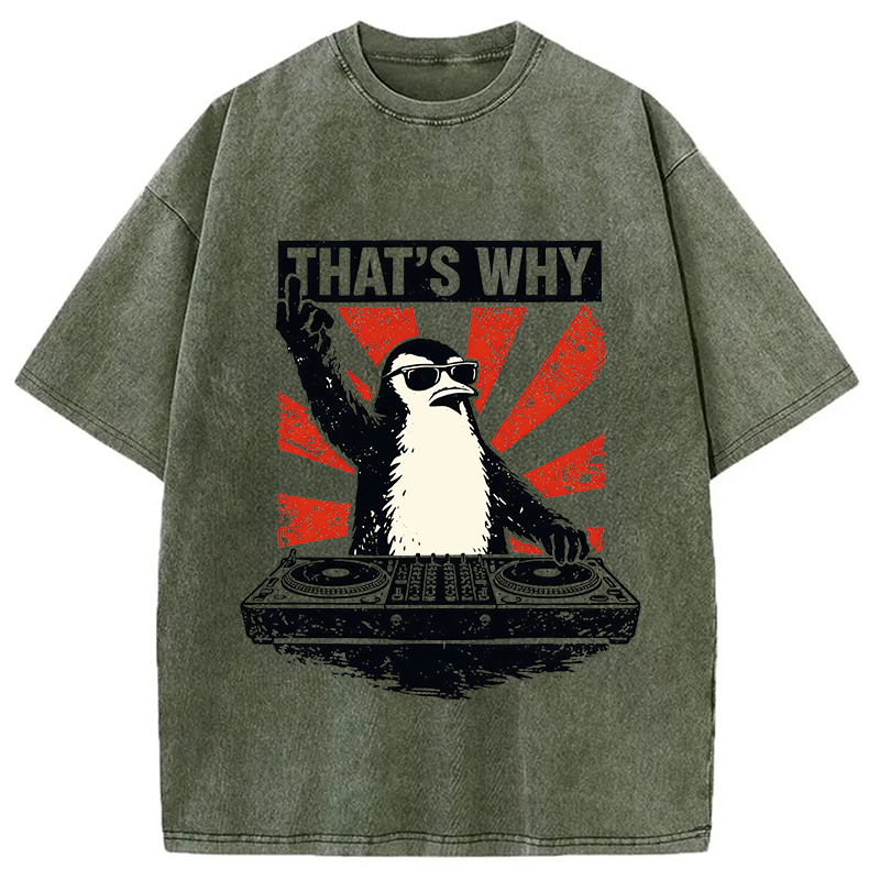 Tokyocanvas That's Why Penguin DJ Washed T-Shirt