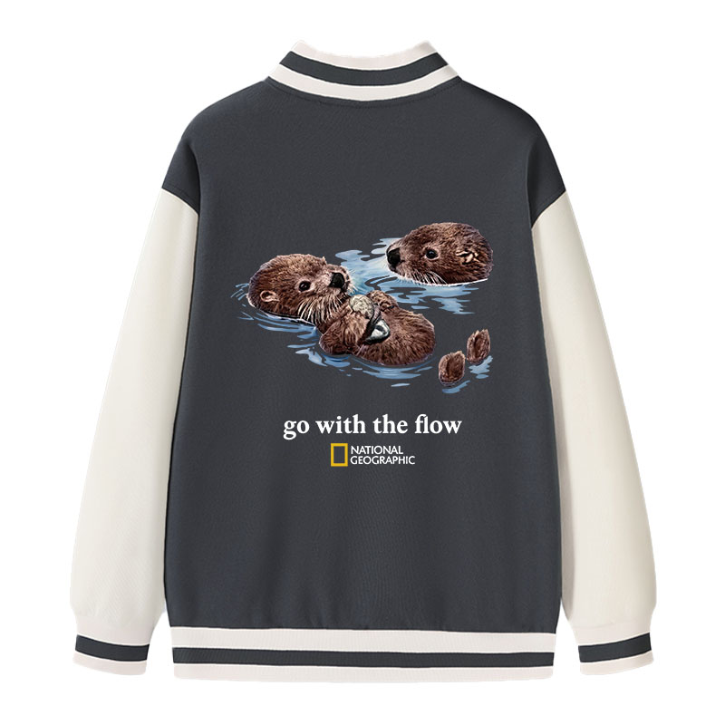 Tokyocanvas Go With The Flow Otters Varsity Jacket