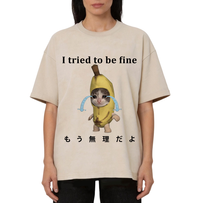 Tokyocanvas Crying Banana Cat Washed T-Shirt