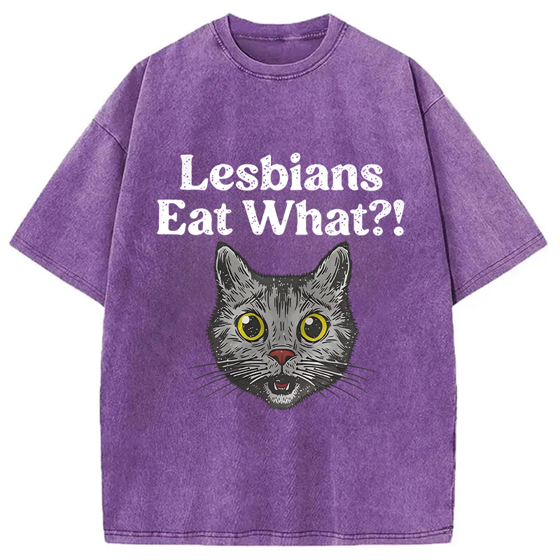 Tokyocanvas Lesbians Eat What Cat Washed T-Shirt