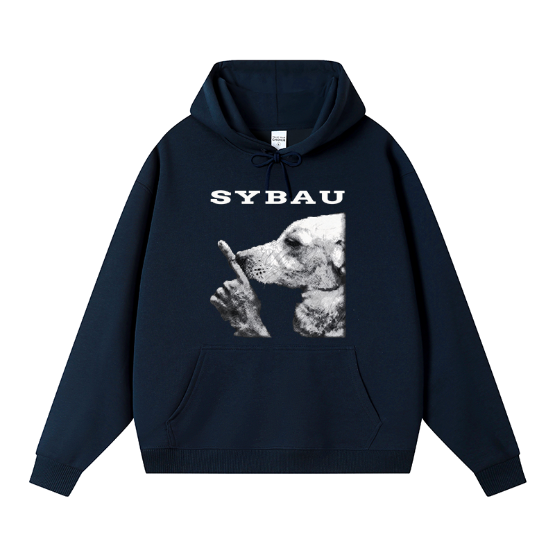Tokyocanvas Dog Shush Meme Fleece Lined Hoodie