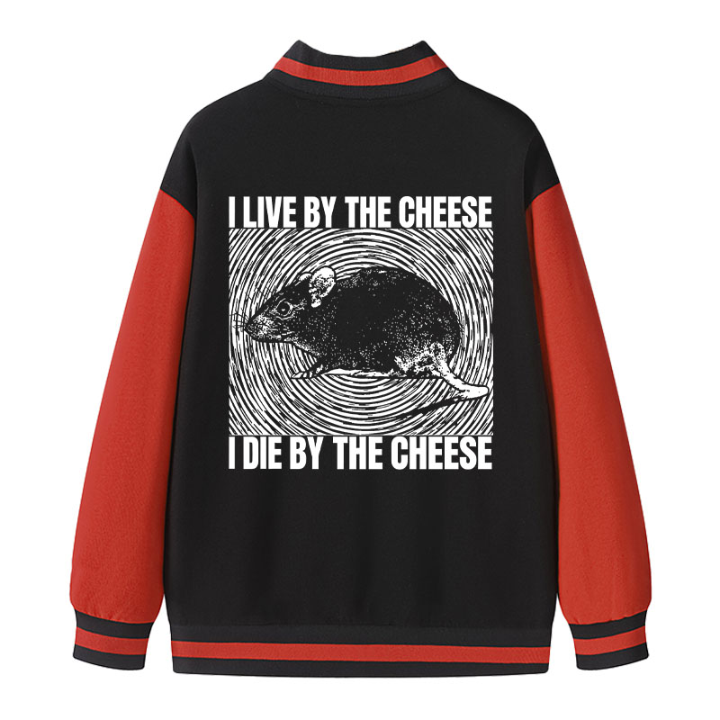 Tokyocanvas I Live By The Cheese Rat Varsity Jacket