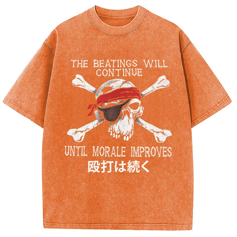 Tokyocanvas Beatings Will Continue Pirate Washed T-Shirt
