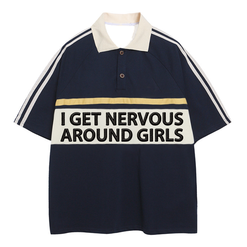 Tokyocanvas I Get Nnerves Polo Embroidered T-Shirt