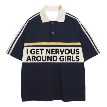 Tokyocanvas I Get Nnerves Polo Embroidered T-Shirt