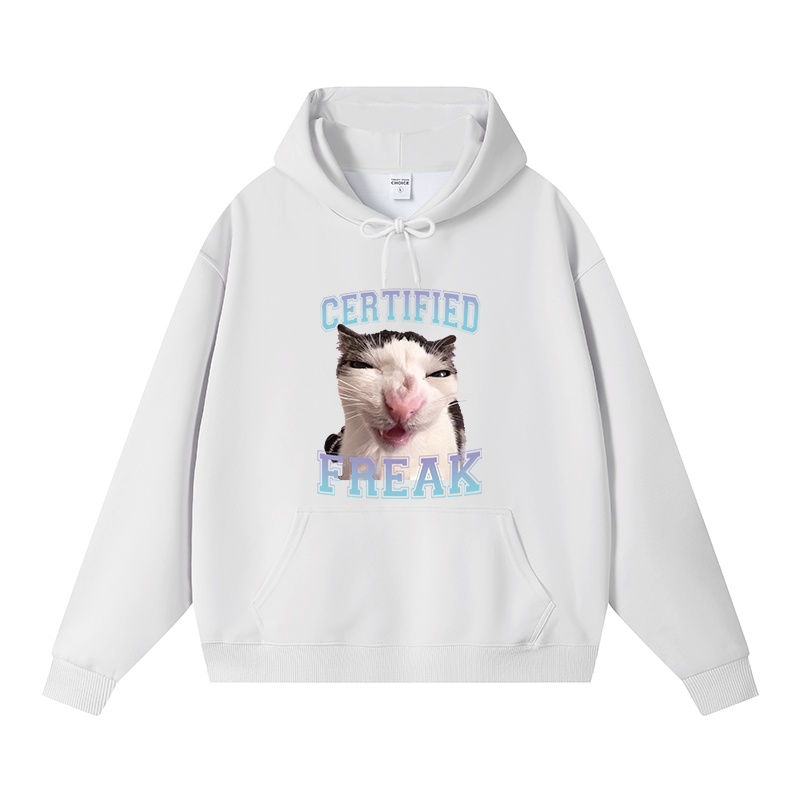 Tokyocanvas Funny Certified Freak Cat Meme Fleece Lined Hoodie