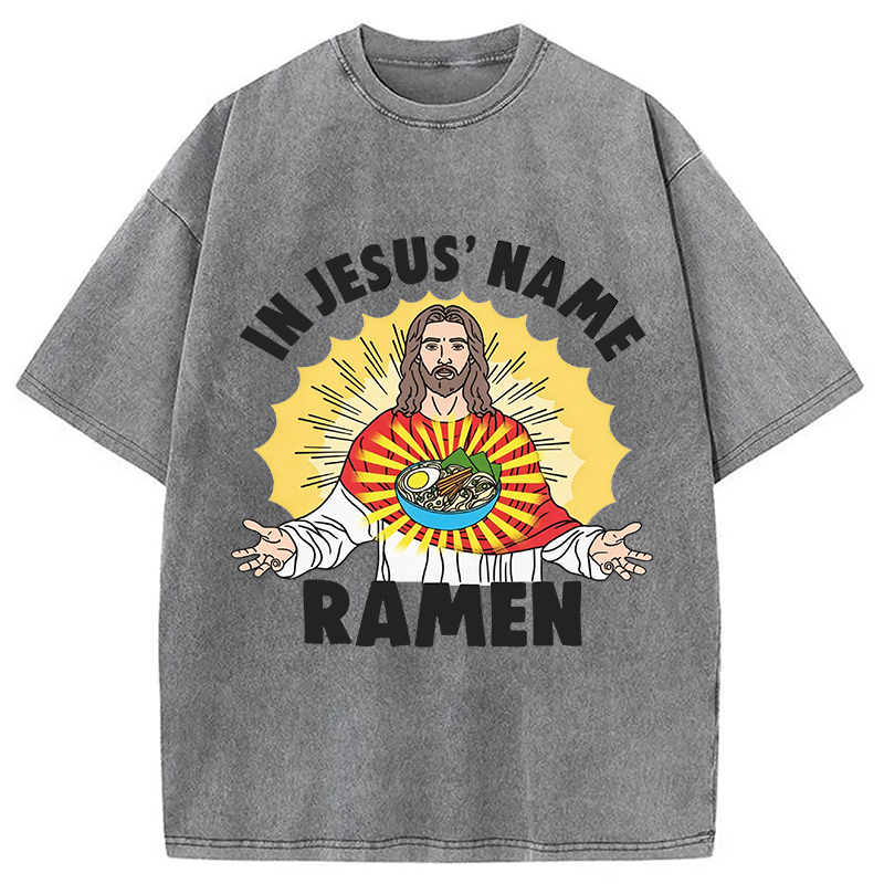 Tokyocanvas In Jesus' Name Ramen Washed T-Shirt