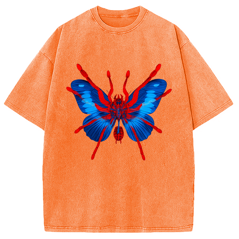 Tokyocanvas Japanese Art Blue Hallucinogenic Butterfly Washed T-Shirt