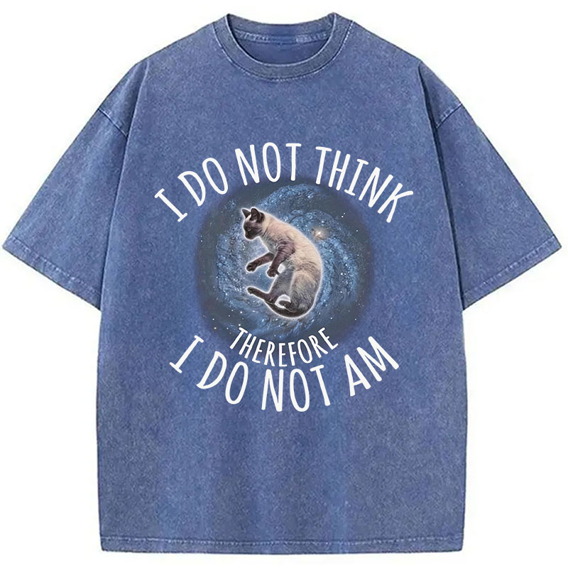 Tokyocanvas I Do Not Think Therefore I Do Not Am Cat Washed T-Shirt
