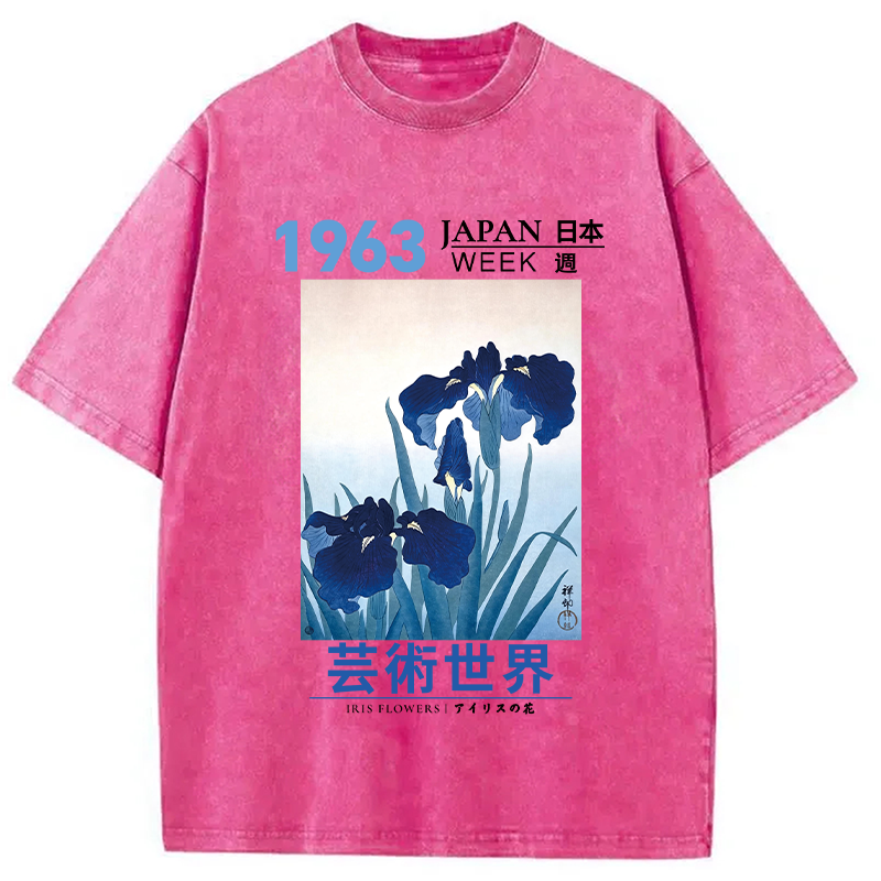 Tokyocanvas Iris Flowers Washed T-Shirt
