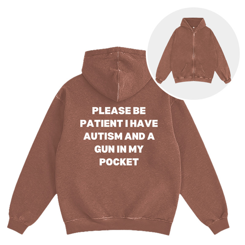 Tokyocanvas A Gun in My Pocket Washed Zip Hoodie