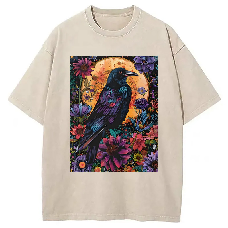 Tokyocanvas Mandala Crow Washed T-Shirt