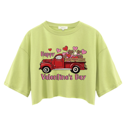 Tokyocanvas Happy Valentine's Day Truck Crop Top