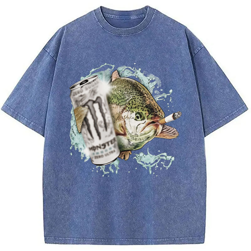 Tokyocanvas Trout With Cigarette Washed T-Shirt