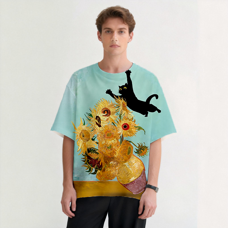 Tokyocanvas Flying Black Cat Graphic Print T-Shirt