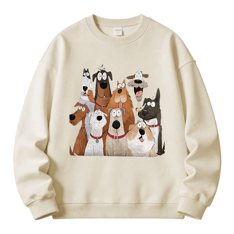 Tokyocanvas Funny Cute Dog Art Print Fleece Lined Sweatshirt