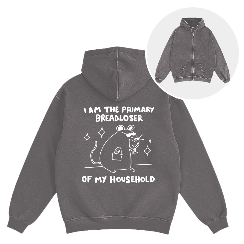 Tokyocanvas I Am the Primary Breadloser of My Household Washed Zip Hoodie