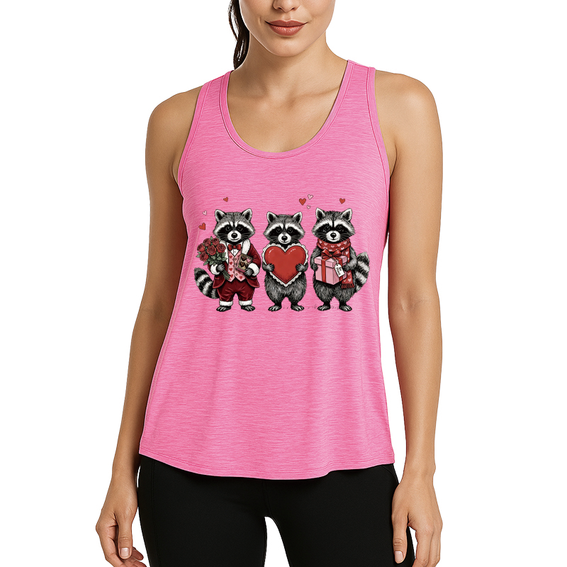Tokyocanvas Valentines Raccoon Fitness Tank