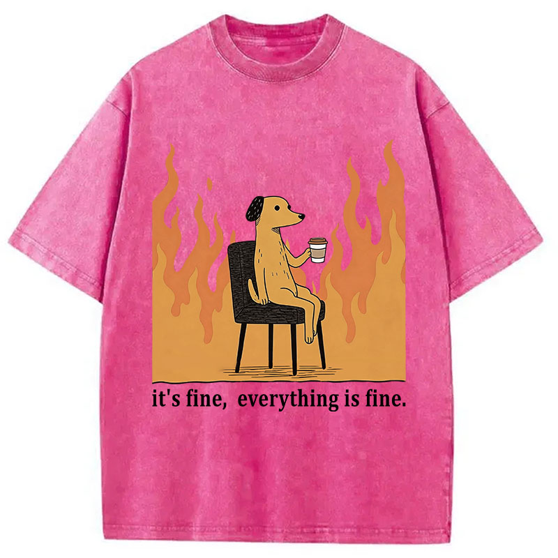 Tokyocanvas Dog in Fire Washed T-Shirt