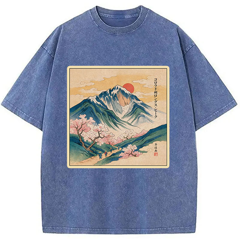 Tokyocanvas CVintage Japanese Mountain Sakura Washed T-Shirt