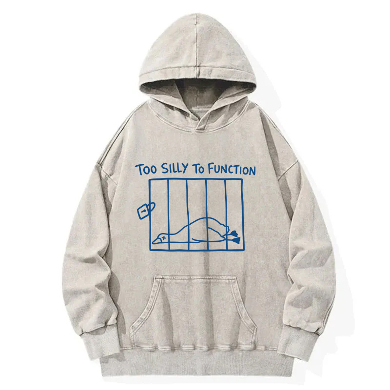 Tokyocanvas Too Silly To Function Goose Meme Washed Hoodie