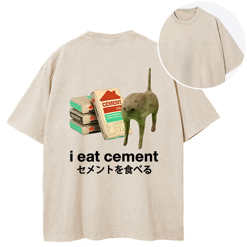 Tokyocanvas Benadryl Meme Cat Back Washed T-Shirt