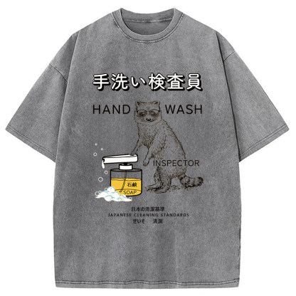 Tokyocanvas Raccoon Hand Wash Inspector Washed T-Shirt