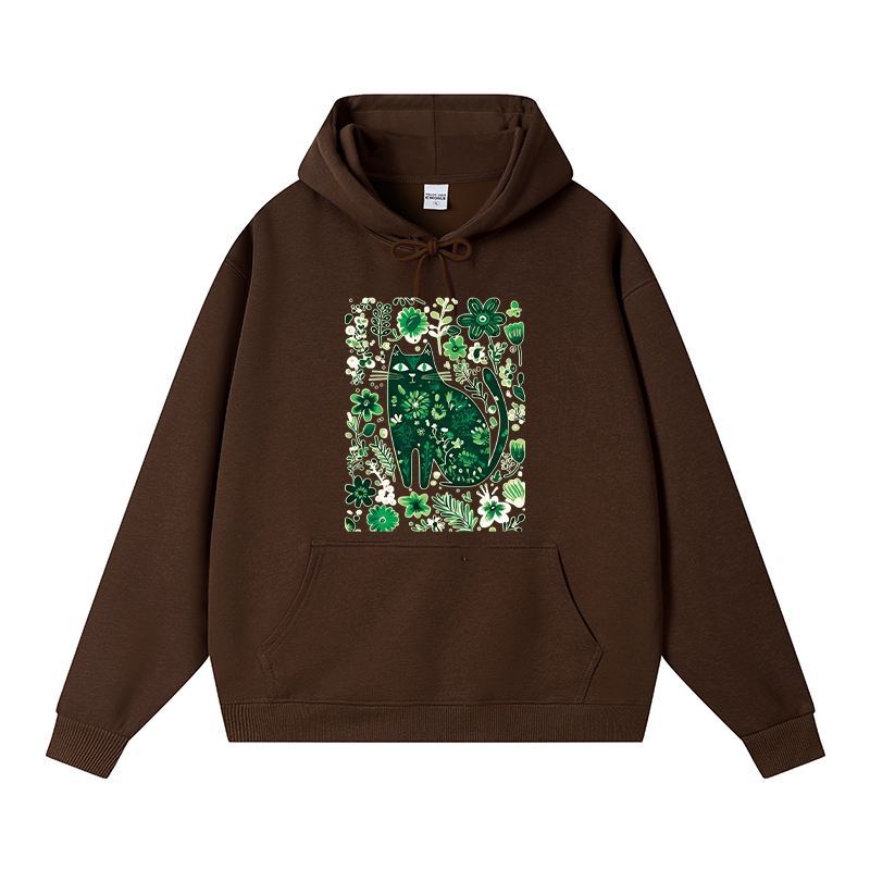 Tokyocanvas A Cat Among Flowers Fleece Lined Hoodie
