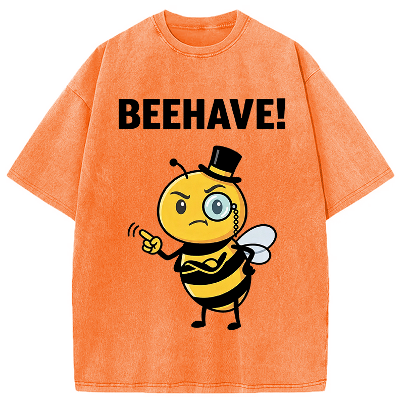 Tokyocanvas Beehave! Funny Bee Washed T-Shirt