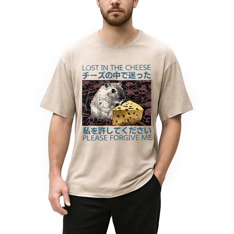 Tokyocanvas Lost in Cheese Japanese Rat Washed T-Shirt