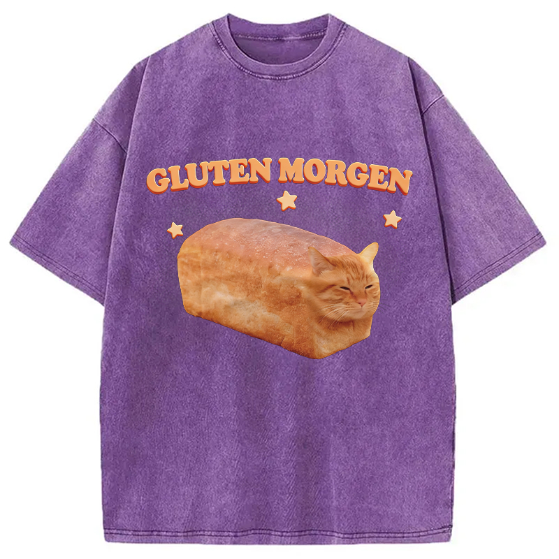 Tokyocanvas Silly Gluten Cat Washed T-Shirt