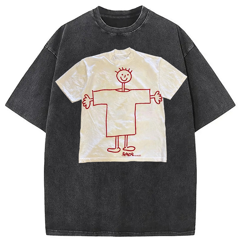 Tokyocanvas Children's Self Drawing Shirt Of Washed T-Shirt