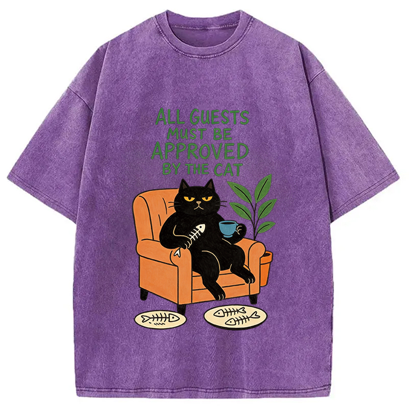 Tokyocanvas All Guests Must Be Approved By The Cat Washed T-Shirt