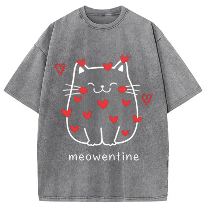 Tokyocanvas Funny Valentine's Day Kitten Washed T-Shirt