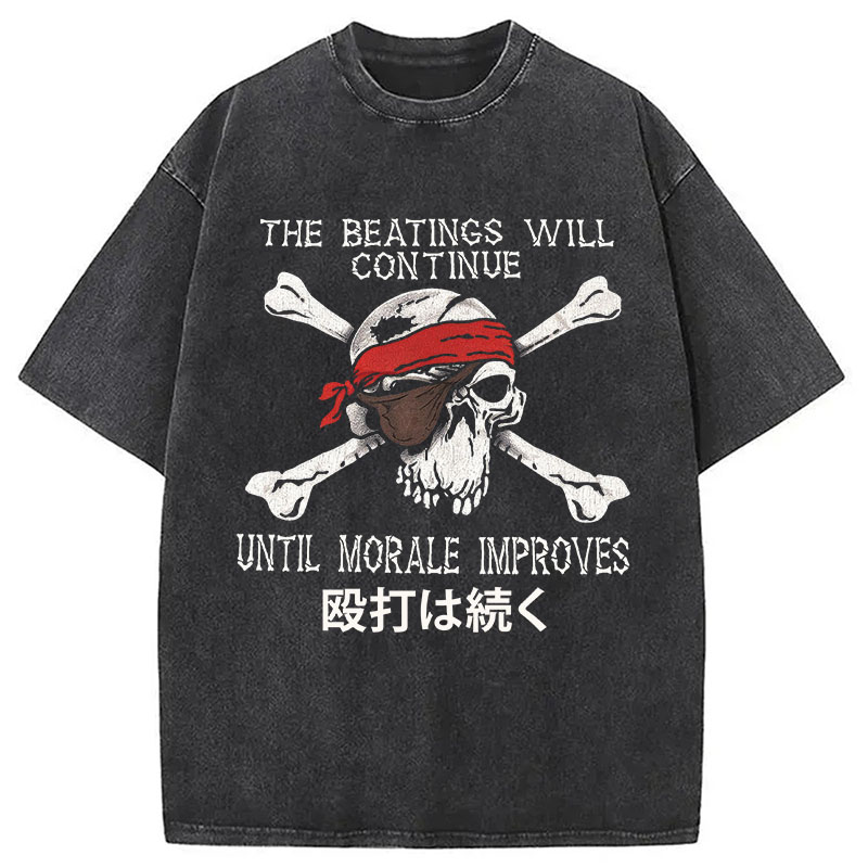Tokyocanvas Beatings Will Continue Pirate Washed T-Shirt
