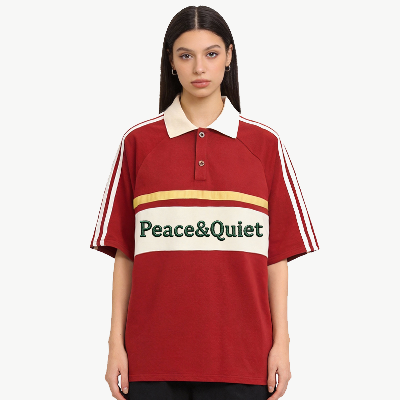 Tokyocanvas Peace & Quiet Polo Embroidered T-Shirt