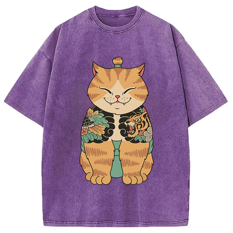 Tokyocanvas Cat Sumo Washed T-Shirt