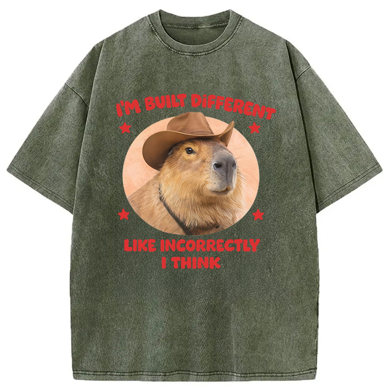 Tokyocanvas I'm Built Different Like Incorrectly Capybara Washed T-Shirt