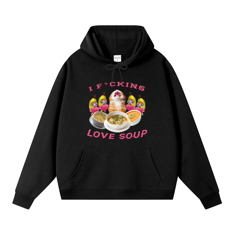 Tokyocanvas I Fxcking Love Soup Fleece Lined Hoodie